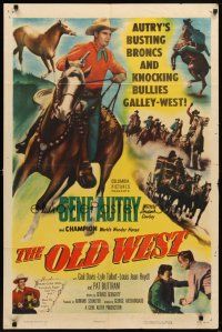 7b633 OLD WEST 1sh '52 Gene Autry rides Champion, busts broncs & knocks out bullies!