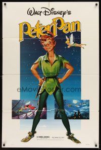 7b658 PETER PAN 1sh R82 Walt Disney animated cartoon fantasy classic, great full-length art!