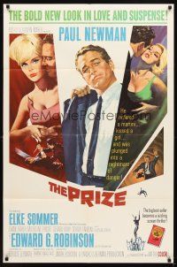 7b692 PRIZE 1sh '63 Howard Terpning art of Paul Newman in suit and tie & sexy Elke Sommer!