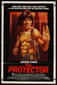 7b695 PROTECTOR int'l 1sh '85 Danny Aiello, Achilleos art of Jackie Chan huge gun!