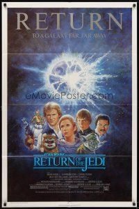 7b716 RETURN OF THE JEDI 1sh R85 George Lucas classic, Mark Hamill, Harrison Ford, Jung art!