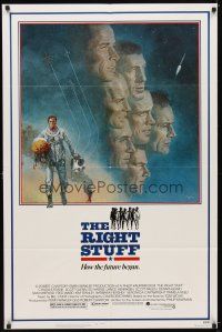 7b722 RIGHT STUFF 1sh '83 great Tom Jung montage art of the first NASA astronauts!
