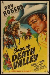 7b744 ROY ROGERS stock 1sh '49 art of Roy Rogers, Gabby Hayes, Donald Barry, Saga of Death Valley!