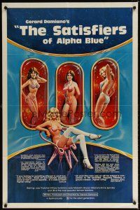 7b748 SATISFIERS OF ALPHA BLUE 1sh '81 Gerard Damiano directed, sexiest sci-fi artwork!
