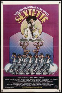 7b771 SEXTETTE 1sh '79 art of ageless Mae West w/dancers & dogs by Drew Struzan!