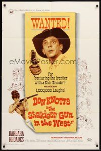 7b775 SHAKIEST GUN IN THE WEST 1sh '68 Barbara Rhoades with rifle, Don Knotts on wanted poster!