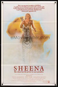 7b778 SHEENA 1sh '84 artwork of sexy Tanya Roberts with bow & arrows riding zebra in Africa!