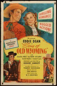 7b803 SONG OF OLD WYOMING 1sh '45 Jennifer Holt, Eddie Dean cowboy western musical!