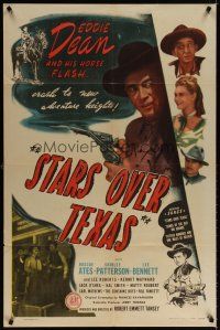 7b823 STARS OVER TEXAS 1sh '46 singing cowboy Eddie Dean, music soars over the range!