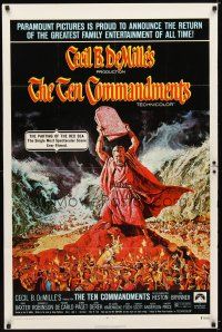7b874 TEN COMMANDMENTS 1sh R72 Cecil B. DeMille classic starring Charlton Heston & Yul Brynner!