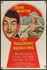 7b877 TEN THOUSAND BEDROOMS style D 1sh '57 art of Dean Martin & sexy Anna Maria Alberghetti in bed