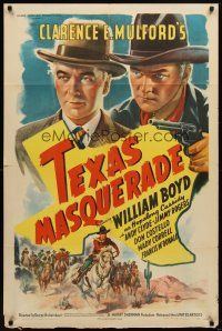 7b883 TEXAS MASQUERADE style A 1sh '44 Andy Clyde, William Boyd as Hopalong Cassidy!