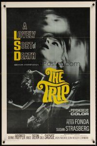 7b913 TRIP 1sh '67 AIP, written by Jack Nicholson, LSD, wild sexy psychedelic drug image!