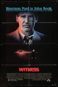 7b971 WITNESS 1sh '85 big city cop Harrison Ford in Amish country, directed by Peter Weir!