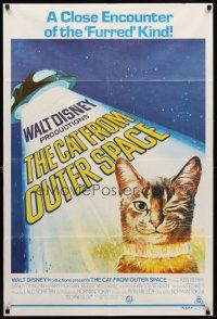 7c397 CAT FROM OUTER SPACE Aust 1sh '78 Walt Disney sci-fi, wacky art of alien feline!
