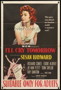 7c403 I'LL CRY TOMORROW Aust 1sh '55 art of distressed Susan Hayward in her greatest performance!