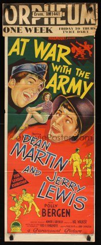 7c449 AT WAR WITH THE ARMY Aust daybill '51 Richardson Studio stone litho of Martin & Lewis!