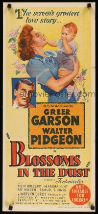 7c483 BLOSSOMS IN THE DUST Aust daybill R50s art of Greer Garson w/baby + close up Walter Pidgeon!