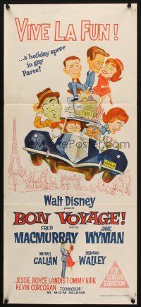 7c484 BON VOYAGE Aust daybill '62 Walt Disney, Fred MacMurray, Jane Wyman, great wacky art!