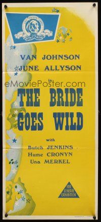 7c489 MGM stock Aust daybill '50s Van Johnson & June Allyson in The Bride Goes Wild!