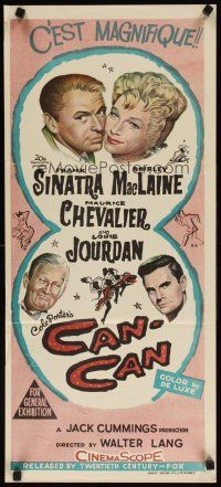 7c500 CAN-CAN Aust daybill '60 Frank Sinatra, Shirley MacLaine, Maurice Chevalier & Louis Jourdan!