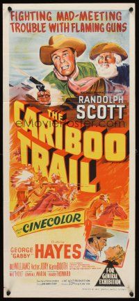 7c502 CARIBOO TRAIL Aust daybill '50 Randolph Scott & Gabby Hayes fighting mad!
