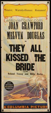 7c520 COLUMBIA PICTURES stock Aust daybill '40s cool artwork, They All Kissed The Bride!