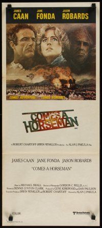 7c522 COMES A HORSEMAN Aust daybill '78 art of James Caan, Jane Fonda & Jason Robards in the sky!