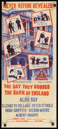 7c536 DAY THEY ROBBED THE BANK OF ENGLAND Aust daybill '60 Aldo Ray, never before revealed!