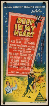 7c540 DEEP IN MY HEART Aust daybill '54 MGM's finest all-star musical, cool artwork!