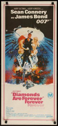 7c548 DIAMONDS ARE FOREVER Aust daybill '71 art of Connery as James Bond by Robert McGinnis!