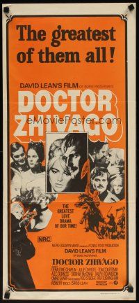 7c551 DOCTOR ZHIVAGO Aust daybill R70s Omar Sharif, Julie Christie, David Lean English epic!
