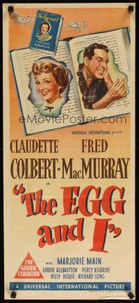 7c561 EGG & I Aust daybill '47 Claudette Colbert, MacMurray, first Ma & Pa Kettle!