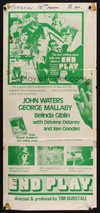 7c567 END PLAY Aust daybill '76 John Waters, George Mallaby, Belinda Giblin!