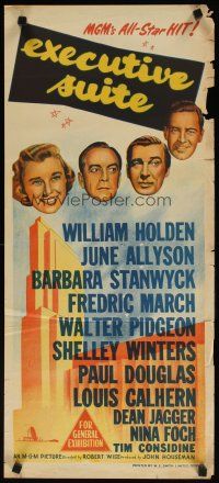 7c572 EXECUTIVE SUITE Aust daybill '54 William Holden, Barbara Stanwyck, Fredric March, Pidgeon