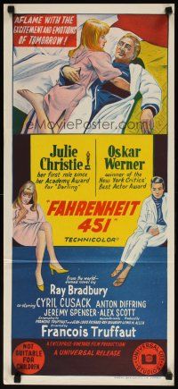 7c574 FAHRENHEIT 451 Aust daybill '67 Francois Truffaut, Ray Bradbury, Christie, Werner!