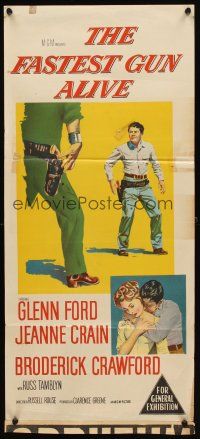 7c579 FASTEST GUN ALIVE Aust daybill '56 art of duelling Glenn Ford reaching for his gun!