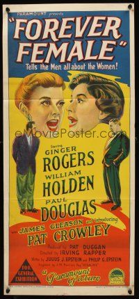 7c591 FOREVER FEMALE Aust daybill '54 Richardson Studio art of Ginger Rogers, William Holden!