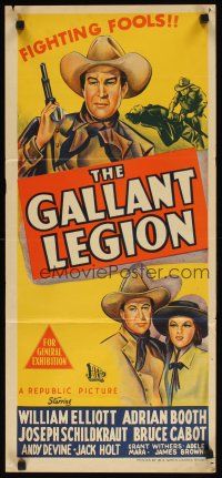 7c599 GALLANT LEGION Aust daybill '48 cool art of William Wild Bill Elliott w/gun, Lorna Gray!