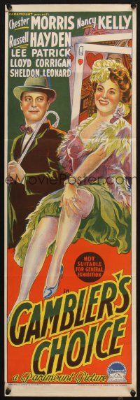 7c601 GAMBLER'S CHOICE Aust daybill '44 Chester Morris, sexy showgirl Nancy Kelly on playing card!