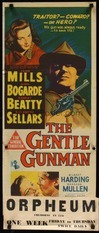 7c603 GENTLE GUNMAN Aust daybill '53 John Mills, Dirk Bogarde, English film noir!