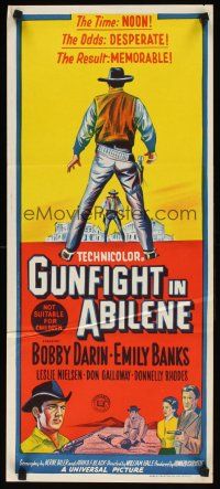 7c622 GUNFIGHT IN ABILENE Aust daybill '67 stone litho of cowboy Bobby Darin in a showdown!
