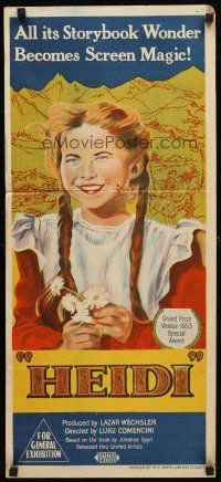 7c630 HEIDI Aust daybill '54 Elsbeth Sigmund, Swiss children's classic by Johanna Spyri!
