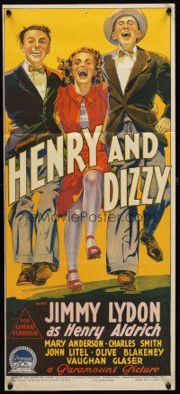 7c631 HENRY & DIZZY Aust daybill '42 Richardson Studio art of Jimmy Lydon as Aldrich & friends!
