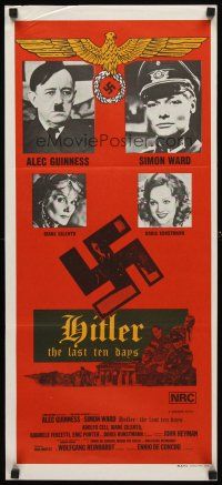 7c640 HITLER: THE LAST TEN DAYS Aust daybill '73 Alec Guinness as Adolf, Kunstmann as Eva Braun!