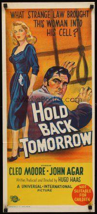 7c641 HOLD BACK TOMORROW Aust daybill '55 what brought sexy Cleo Moore into John Agar's cell!