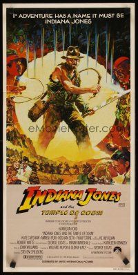 7c660 INDIANA JONES & THE TEMPLE OF DOOM Aust daybill '84 art of Harrison Ford by Vaughan!