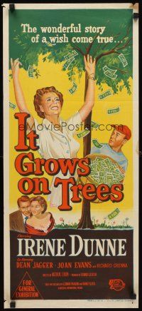 7c665 IT GROWS ON TREES Aust daybill '52 Irene Dunne & Dean Jagger picking money from tree!
