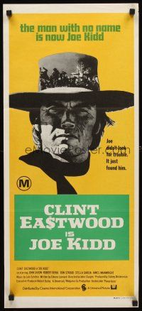 7c669 JOE KIDD Aust daybill '72 John Sturges, if you're looking for trouble, he's Clint Eastwood!
