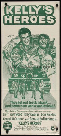 7c675 KELLY'S HEROES Aust daybill R70s Clint Eastwood, Telly Savalas, Rickles, Sutherland, WWII!